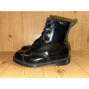 Dr. Martens Grace Black Patent Leather Capper Boots Size 9 Ribbon Laces